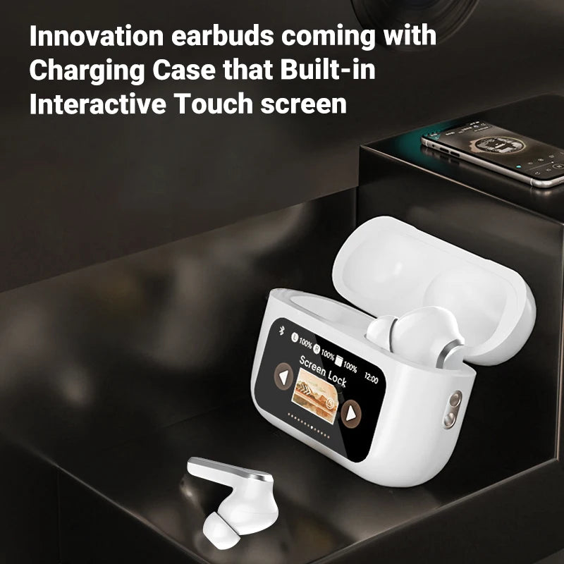A9 Pro Sport Earbud Full-Color LCD LED Touch Screen Hifi Stereo Top ANC Active Noise Reduction Digital Display TWS Earphone