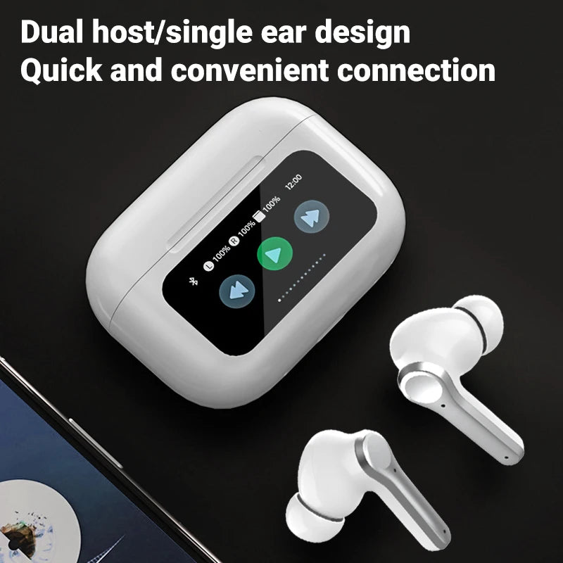 A9 Pro Sport Earbud Full-Color LCD LED Touch Screen Hifi Stereo Top ANC Active Noise Reduction Digital Display TWS Earphone
