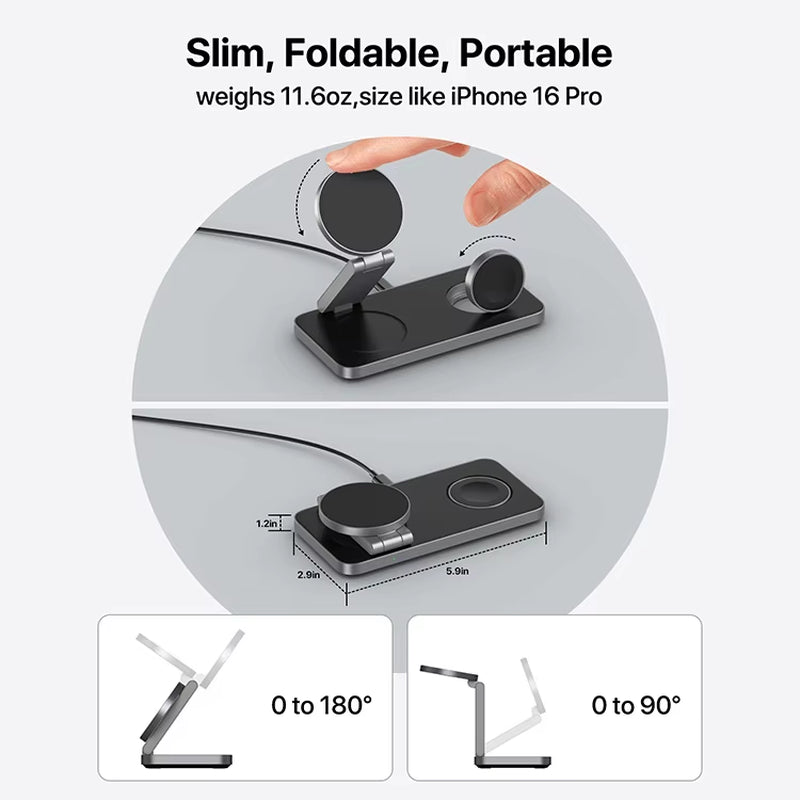 Wireless Charger Magnetic 3 in 1 Fast Charging Station 15W 3In1 Mobile Phone Smart Watch Stand for Apple Iphone 16 15 14 13 12